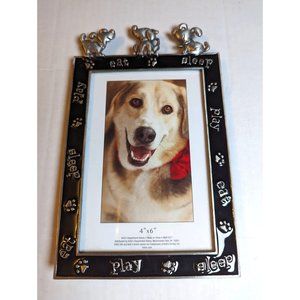 Pewter & black enamel 2D cartoon dog‎ toper 4x6 photo size frame vertical Kohls